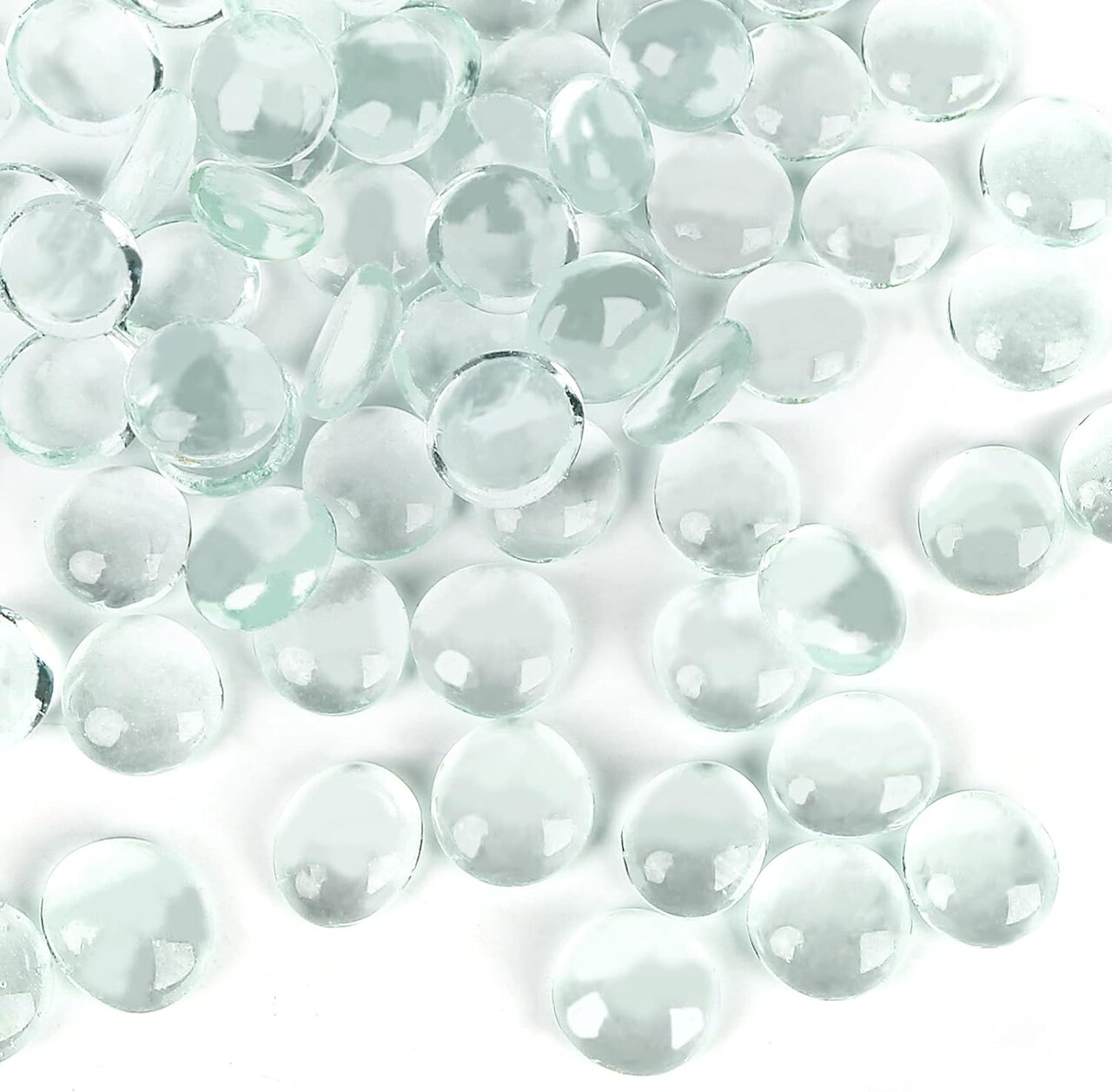 1LB Clear Flat Glass Marbles, Vase Filler Glass Pebbles Floral Beads Table Aquarium Gravel Decoration DIY Craft